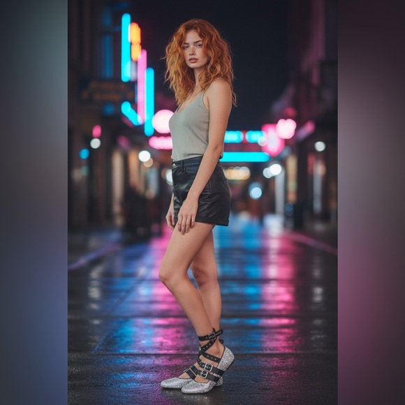 NIB Dolls Kill Sugar Thrillz Petty Princess Bling Flats w/ Criss Cross Buckle - Picture 3 of 17